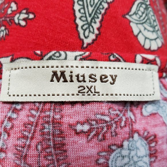 Asymmetrical Boho Top Red-Light Green Bandana Paisely Pattern 2XL - Picture 10 of 11